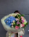 Букет с гортензией и георгинами Шарм