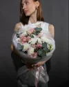 Букет цветов Гармония с эустомой, хризантемой и альстромерией