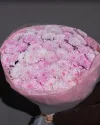 Букет гигант из хризантем розовый в круглом оформлении